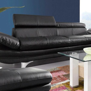 3-Sitzer COTTA Sofas Gr. B/H/T: 233 cm x 91 cm x 104 cm, Kunstleder SOFTLUX, mit Kopfteilverstellung-mit Armteilverstellung, schwarz 3-Sitzer-Sofa Einzelsofa 3-Sitzer Sofas