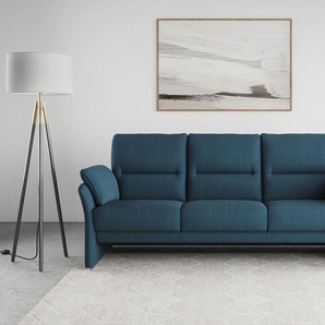 3-Sitzer DOMO COLLECTION Pina Sofas Gr. B/H/T: 219 cm x 95 cm x 88 cm, Microfaser hochflorig, blau (petrol) 3-Sitzer Sofas mit Federkern, Breite 219cm