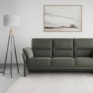 3-Sitzer DOMO COLLECTION Pina Sofas Gr. B/H/T: 219 cm x 95 cm x 88 cm, Microfaser hochflorig, grün (dunkelgrün) 3-Sitzer Sofas mit Federkern, Breite 219cm