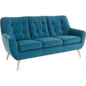 3-Sitzer EXXPO - SOFA FASHION Scandi Sofas Gr. B/H/T: 187 cm x 92 cm x 92 cm, Struktur, 3-Sitzer, blau (türkis) 3-Sitzer Sofas