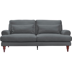 3-Sitzer EXXPO - SOFA FASHION Sofas Gr. B/H/T: 205 cm x 92 cm x 101 cm, Microvelours, grau (grey) 3-Sitzer Sofas mit Schaumstoffflocken-Füllung, Holzfüßen und inklusive Zierkissen