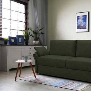 3-Sitzer EXXPO - SOFA FASHION Sofas Gr. B/H/T: 242 cm x 97 cm x 104 cm, Microvelours, Bettfunktion und Stauraum, grün (green) 3-Sitzer Sofas
