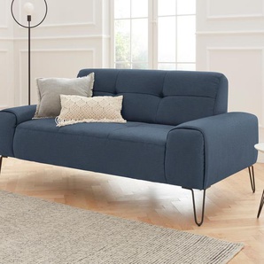 3-Sitzer EXXPO - SOFA FASHION Taranto Sofas Gr. B/H/T: 185 cm x 82 cm x 94 cm, Webvelours, blau (denim) 3-Sitzer Sofas