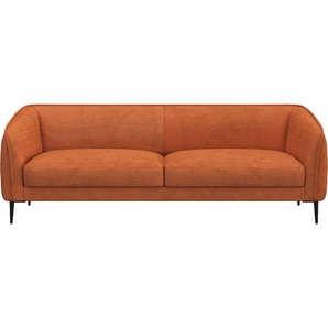 3-Sitzer FLEXLUX Belle Sofas Gr. B/H/T: 218 cm x 74 cm x 89 cm, Bouclé, orange (burned orange) 3-Sitzer Sofas Sitzaufbau hochwertiger Kaltschaum und Stahl-Wellenunterfederung