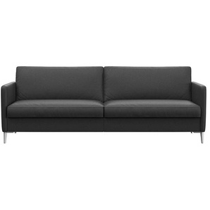 3-Sitzer FLEXLUX Fiore Sofas Gr. B/H/T: 214 cm x 85 cm x 92 cm, Echtleder, schwarz (deep black) 3-Sitzer Sofas schmale Armlehnen, Kaltschaum, Füße Alu