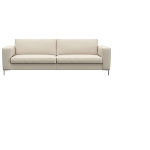 3-Sitzer FLEXLUX Fiore Sofas Gr. B/H/T: 214 cm x 85 cm x 92 cm, Echtleder, weiß (warm white) 3-Sitzer Sofas schmale Armlehnen, Kaltschaum, Füße Alu