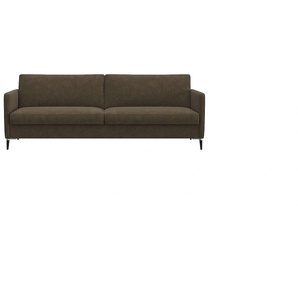3-Sitzer FLEXLUX Fiore Sofas Gr. B/H/T: 214 cm x 85 cm x 92 cm, Lederoptik, braun (camel brown) 3-Sitzer Sofas schmale Armlehnen, Kaltschaum, Füße Alu+schwarz