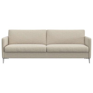 3-Sitzer FLEXLUX Fiore Sofas Gr. B/H/T: 214 cm x 85 cm x 92 cm, Velvet, weiß (off white) 3-Sitzer Sofas schmale Armlehnen, Kaltschaum, Füße Alu