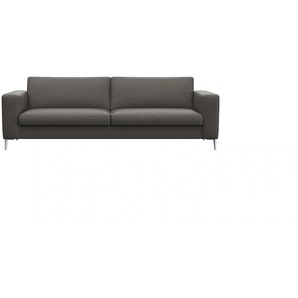 3-Sitzer FLEXLUX Fiore Sofas Gr. B/H/T: 229 cm x 85 cm x 92 cm, Echtleder, grau (warm mineral) 3-Sitzer Sofas breite Armlehnen, Kaltschaum, Füße Alu