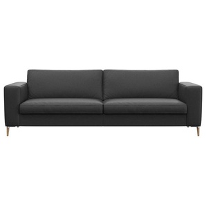 3-Sitzer FLEXLUX Fiore Sofas Gr. B/H/T: 229 cm x 85 cm x 92 cm, Echtleder, schwarz (deep black) 3-Sitzer Sofas breite Armlehnen, Kaltschaum, Füße Alu+ Eiche
