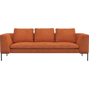 3-Sitzer FLEXLUX Loano Sofas Gr. B/H/T: 238 cm x 86 cm x 106 cm, Struktur, orange (burned orange) 3-Sitzer Sofas