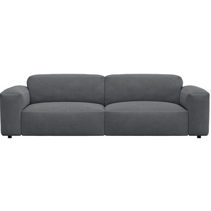 3-Sitzer FLEXLUX Lucera Sofa Sofas Gr. B/H/T: 252 cm x 73 cm x 102 cm, Lederoptik, grau (elephant grey) 3-Sitzer Sofas modern & anschmiegsam, Kaltschaum, Stahl-Wellenunterfederung