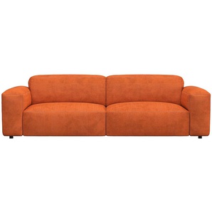 3-Sitzer FLEXLUX Lucera Sofa Sofas Gr. B/H/T: 252 cm x 73 cm x 102 cm, Struktur, orange (burned orange) 3-Sitzer Sofas modern & anschmiegsam, Kaltschaum, Stahl-Wellenunterfederung