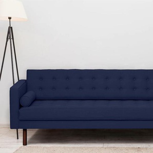 3-Sitzer GEPADE Sofas Gr. B/H/T: 200 cm x 74 cm x 87 cm, Flachgewebe, blau (navy) 3-Sitzer Sofas Breite 200 cm, inkl. Kissenrollen, mit wengefarbenen Holzfüße