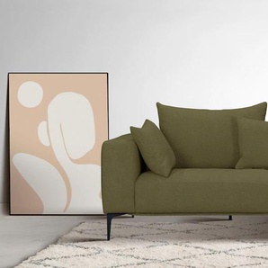 3-Sitzer GUIDO MARIA KRETSCHMER HOME&LIVING BENTE Sofas Gr. B/H/T: 235 cm x 85 cm x 105 cm, Bouclé, grün (oliv) 3-Sitzer Sofas mit schwarzen Metallfüßen
