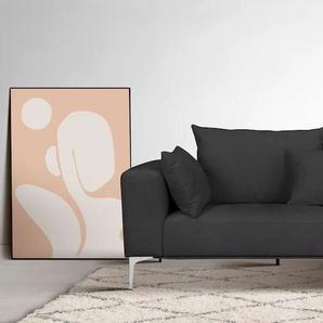 3-Sitzer GUIDO MARIA KRETSCHMER HOME&LIVING JANTE Sofas Gr. B/H/T: 235 cm x 85 cm x 105 cm, Velours, grau (anthrazit) 3-Sitzer Sofas mit chromfarbenen Füßen