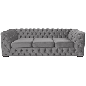 Chesterfield-Sofa GUIDO MARIA KRETSCHMER HOME&LIVING Kalina Sofas Gr. B/H/T: 230 cm x 67 cm x 98 cm, Samtvelours, grau Chesterfieldsofas mit klassischer Chesterfield-Knopfheftung