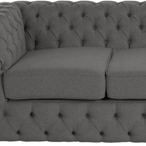 Chesterfield-Sofa GUIDO MARIA KRETSCHMER HOME&LIVING Kalina Sofas Gr. B/H/T: 230 cm x 67 cm x 98 cm, Struktur, grau (anthrazit) Chesterfieldsofas mit klassischer Chesterfield-Knopfheftung