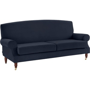 3-Sitzer GUIDO MARIA KRETSCHMER HOME&LIVING Rennes Sofas Gr. B/H/T: 200 cm x 90 cm x 93 cm, Samtoptik, blau (dunkelblau) 3-Sitzer Sofas in Samtoptik oder Baumwoll-Mix