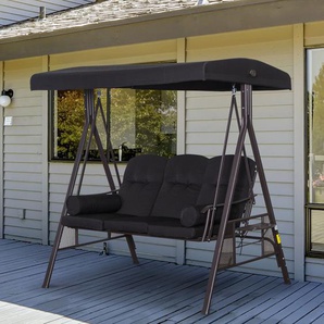 3-Sitzer Hollywoodschaukel Gartenschaukel mit Sonnendach Kissen Metall Polyester 116 x 206 x 183 cm