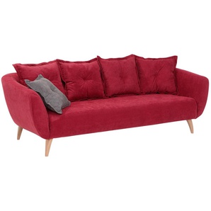3-Sitzer HOME AFFAIRE Baggio Sofas Gr. B/H/T: 236 cm x 80 cm x 103 cm, Struktur, Farbe Zierkissen: dunkelgrau, rot 3-Sitzer Sofas Zierkissen inklusive