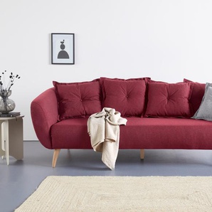 3-Sitzer HOME AFFAIRE Baggio Sofas Gr. B/H/T: 236 cm x 80 cm x 103 cm, Struktur fein, Farbe Zierkissen: grau, rot 3-Sitzer Sofas Zierkissen inklusive