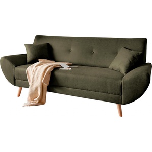 3-Sitzer HOME AFFAIRE Basta Sofas Gr. B/H/T: 205 cm x 80 cm x 82 cm, Lu x us-Microfaser Lederoptik, grün 3-Sitzer Sofas