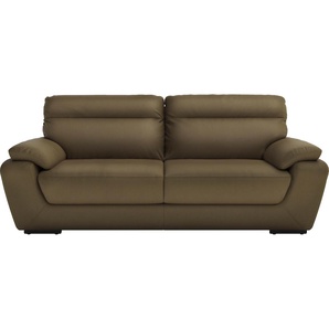 3-Sitzer HOME AFFAIRE Brandy Sofas Gr. B/H/T: 224 cm x 95 cm x 100 cm, Leder EVITA, grün (olive) 3-Sitzer Sofas