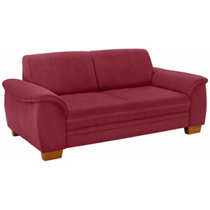 3-Sitzer HOME AFFAIRE Husum Sofas Gr. B/H/T: 208 cm x 90 cm x 106 cm, Luxus-Microfaser ALTARA NUBUCK, rot (bordeaux) 3-Sitzer Sofas mit Sitztiefenverstellung, Kontrastnaht und Federkern