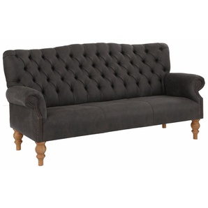 Chesterfield-Sofa HOME AFFAIRE Lord Sofas Gr. B/H/T: 188 cm x 93 cm x 84 cm, Luxus-Microfaser Lederoptik, grau (anthrazit) Chesterfieldsofas mit echter Chesterfield-Knopfheftung und Ziernägeln