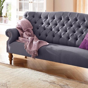 Chesterfield-Sofa HOME AFFAIRE Lord Sofas Gr. B/H/T: 188 cm x 93 cm x 84 cm, Struktur fein, lila (purple) Chesterfieldsofas mit echter Chesterfield-Knopfheftung und Ziernägeln