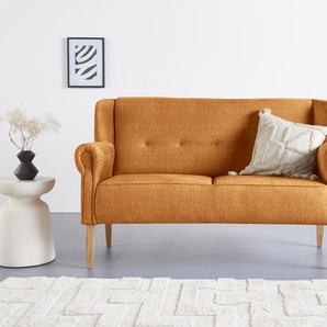 3-Sitzer HOME AFFAIRE Moro Sofas Gr. B/H/T: 174 cm x 99 cm x 73 cm, Veloursstoff, gelb 3-Sitzer Sofas