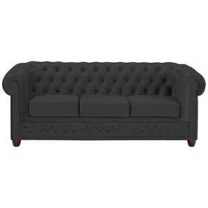 Chesterfield-Sofa HOME AFFAIRE New Castle Sofas Gr. B/H/T: 203 cm x 72 cm x 86 cm, Samtoptik, grau (graphit) Chesterfieldsofas mit hochwertiger Knopfheftung in Chesterfield-Design, BTH: 2038672