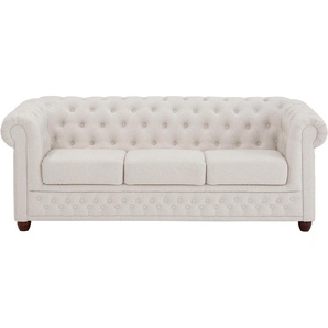 Chesterfield-Sofa HOME AFFAIRE New Castle Sofas Gr. B/H/T: 203 cm x 72 cm x 86 cm, Struktur weich, beige Chesterfieldsofas mit hochwertiger Knopfheftung in Chesterfield-Design, BTH: 2038672