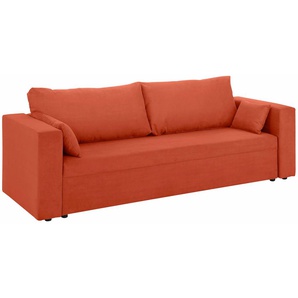 3-Sitzer HOME AFFAIRE Pur Sofas Gr. B/H/T: 227 cm x 87 cm x 85 cm, Lu x us-Microfaser ALTARA NUBUCK, mit Bettfunktion-mit Bettkasten, orange (terrakotta) 3-Sitzer Sofas
