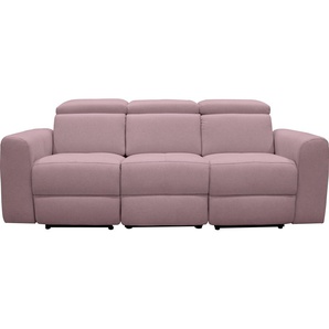 3-Sitzer HOME AFFAIRE Sentrano Sofas Gr. B/H/T: 209 cm x 82 cm x 98 cm, Struktur fein, mit motorischer Rela x funktion-mit USB-Anschluss, rosa (rosé) 3-Sitzer Sofas auch mit elektrischer Funktion USB-Anschluß, in 4 Bezugsvarianten
