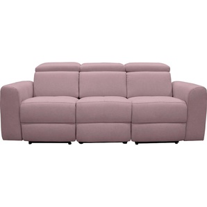 3-Sitzer HOME AFFAIRE Sentrano Sofas Gr. B/H/T: 209 cm x 82 cm x 98 cm, Struktur fein, mit motorischer Rela x funktion-mit USB-Anschluss, rosa (rosé) 3-Sitzer Sofas
