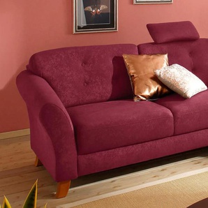 3-Sitzer HOME AFFAIRE Trondheim Sofas Gr. B/H/T: 192 cm x 89 cm x 90 cm, Luxus-Microfaser ALTARA NUBUCK, rot (bordeaux) 3-Sitzer Sofas mit Federkern, Knopfheftung im Rücken