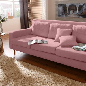 3-Sitzer HOME AFFAIRE Virginia Sofas Gr. B/H/T: 223 cm x 84 cm x 96 cm, Struktur fein, rosa (rosé) 3-Sitzer Sofas mit feiner Steppung im Rücken, in 3 Bezugsqualitäten