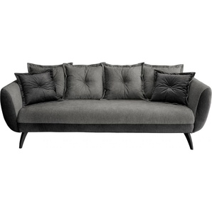 3-Sitzer INOSIGN Aurora Sofas Gr. B/H/T: 236 cm x 94 cm x 103 cm, Velours-Struktur, Fußfarbe schwarz, schwarz (anthrazit, grau, braun) 3-Sitzer Sofas