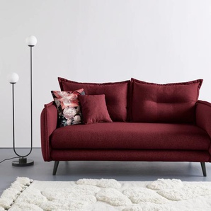 3-Sitzer INOSIGN Lazio Sofas Gr. B/H/T: 183 cm x 94 cm x 110 cm, Struktur fein, rot 3-Sitzer Sofas inklusive 1 Stk. Wende- und Zierkissen