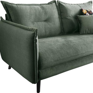 3-Sitzer INOSIGN Lazio Sofas Gr. B/H/T: 183 cm x 97 cm x 110 cm, Velours, grün (dunkelgrün) 3-Sitzer Sofas inklusive 1 Stk. Wende- und Zierkissen