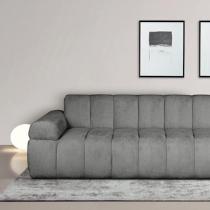 3-Sitzer INOSIGN LYOTH Sofas Gr. B/H/T: 220 cm x 71 cm x 93 cm, Chenille, grau (dunkelgrau) 3-Sitzer Sofas moderne Steppung, Armlehnen in Kissenoptik, BTH: 2209371 vm