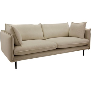 3-Sitzer INOSIGN Somba Sofas Gr. B/H/T: 220 cm x 88 cm x 103 cm, Struktur fein, beige 3-Sitzer Sofas mit dickem Keder und eleganter Optik