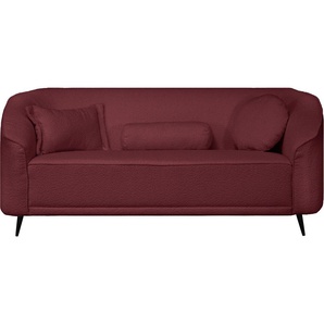 3-Sitzer LEONIQUE Ashly Sofas Gr. B/H/T: 184 cm x 81 cm x 80 cm, Bouclé, rot (weinrot) 3-Sitzer Sofas in 3 Bezugsvarianten, Bouclé, Samtoptik und Struktur weich.