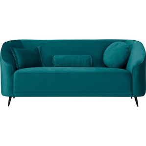 3-Sitzer LEONIQUE Ashly Sofas Gr. B/H/T: 184 cm x 81 cm x 80 cm, Samtoptik, blau (petrol) 3-Sitzer Sofas in 3 Bezugsvarianten, Bouclé, Samtoptik und Struktur weich.