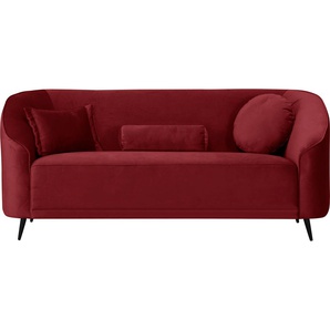 3-Sitzer LEONIQUE Ashly Sofas Gr. B/H/T: 184 cm x 81 cm x 80 cm, Samtoptik, rot 3-Sitzer Sofas in 3 Bezugsvarianten, Bouclé, Samtoptik und Struktur weich.