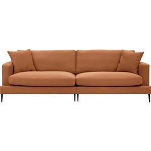 3-Sitzer LEONIQUE Cozy Sofas Gr. B/H/T: 211 cm x 80 cm x 97 cm, Strukturstoff, orange (terra) 3-Sitzer Sofas mit losen Kissen und Metallbeinen