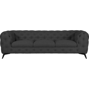 Chesterfield-Sofa LEONIQUE Glynis Sofas Gr. B/H/T: 243 cm x 75 cm x 99 cm, Struktur, Fußfarbe schwarz, grau (anthrazit) Chesterfieldsofas aufwändige Knopfheftung, moderne Chesterfield Optik, Fußfarbe wählbar