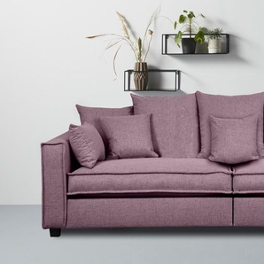 3-Sitzer LEONIQUE Kambre Sofas Gr. B/H/T: 248 cm x 80 cm x 115 cm, Webstoff, lila (violet) 3-Sitzer Sofas mit vielen losen Zierkissen